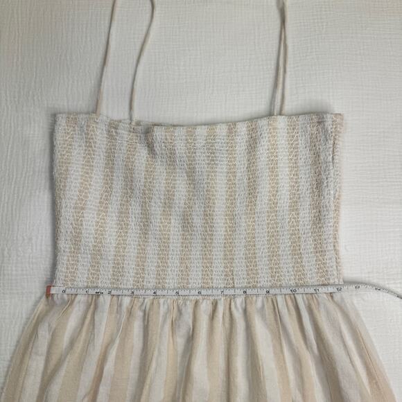 Boohoo Smocked Striped Sundress Maxi Cotton Women’s 6 Tiered Coastal Cottagecore - Picture 7 of 16